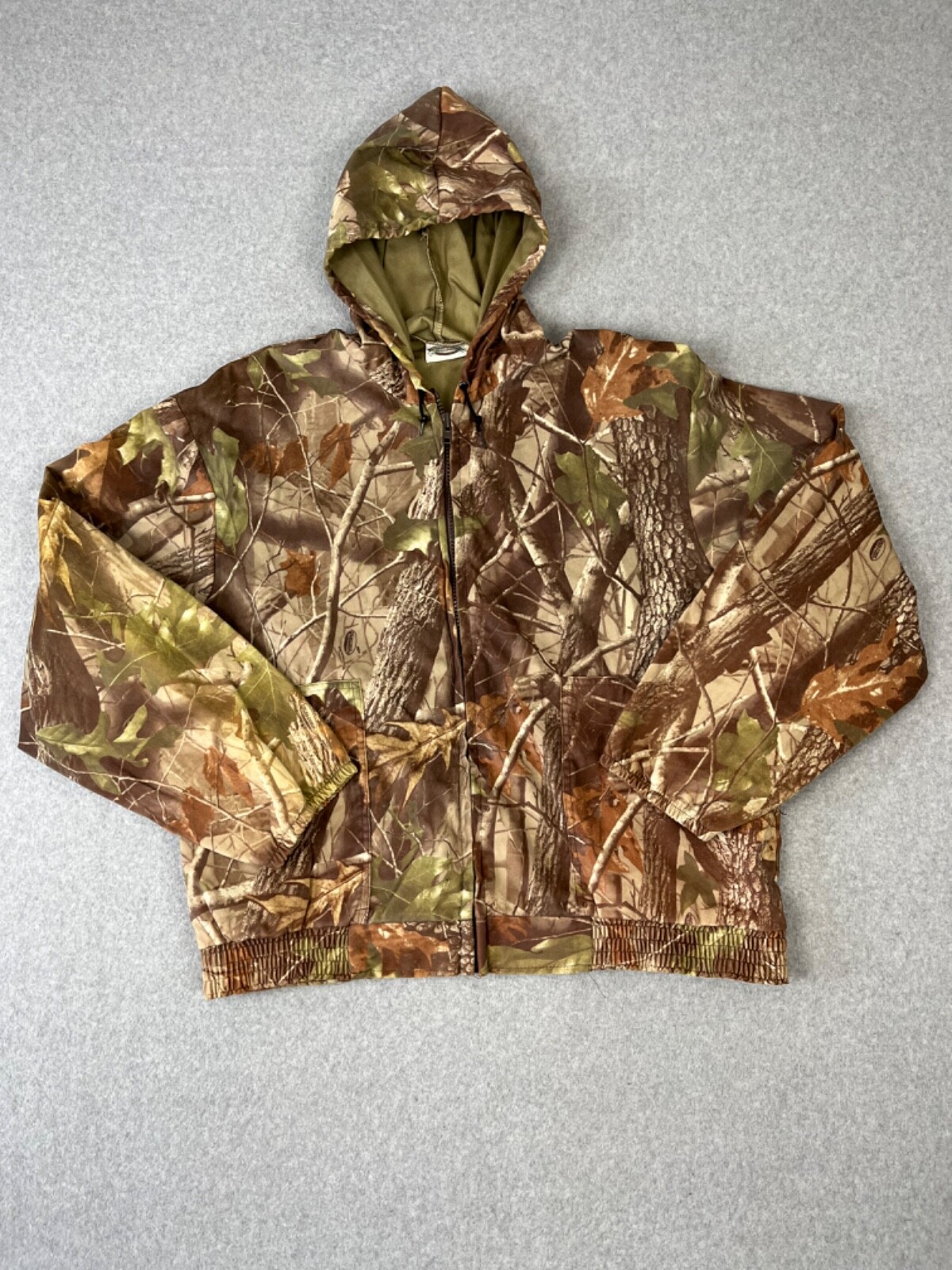 Vtg Pella Rugged Outdoors Jacket Mens 2x Realtree Hardwood Camo Full Zip Hooded