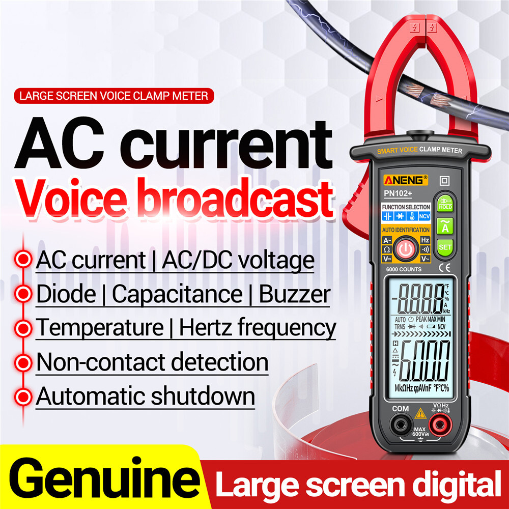ANENG Smart Digital Clamp Meter Voice Broadcast Multimeter AC DC Volt Temp Meter