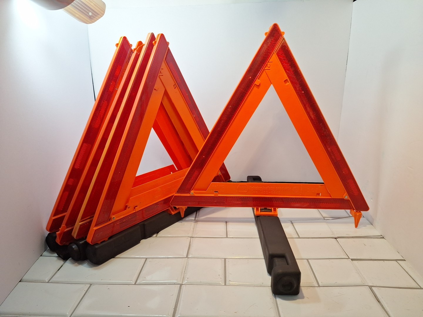 Lot Of 5 Reflective Emergency Triangles Roadside Car Safety and Warning Tools