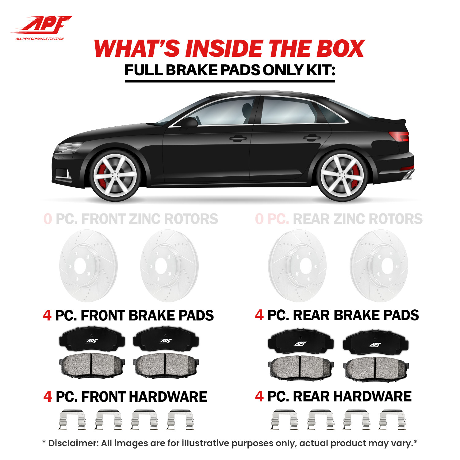 For 2000-2005 Chevrolet Impala - Front + Rear Ceramic Brake Pads