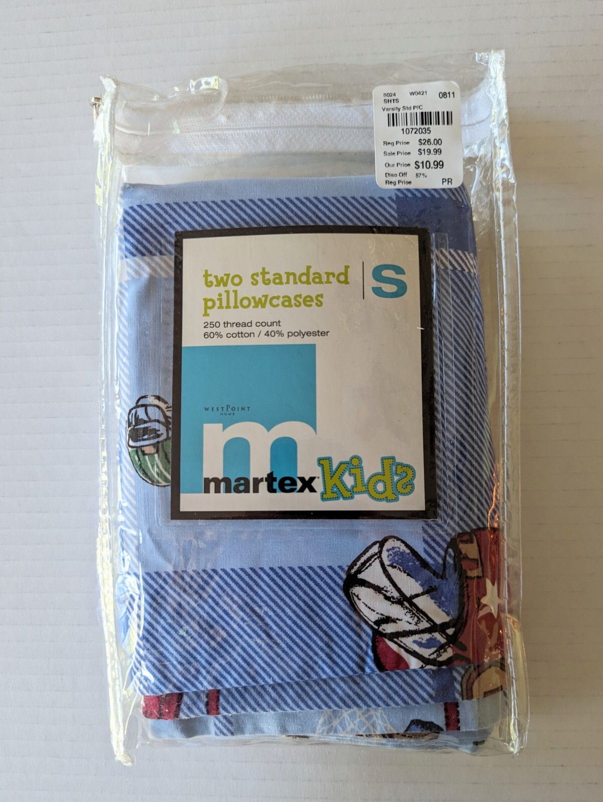 Martex Kids 1 Standard Size Pillow Case,  Varsity  All Sports Theme