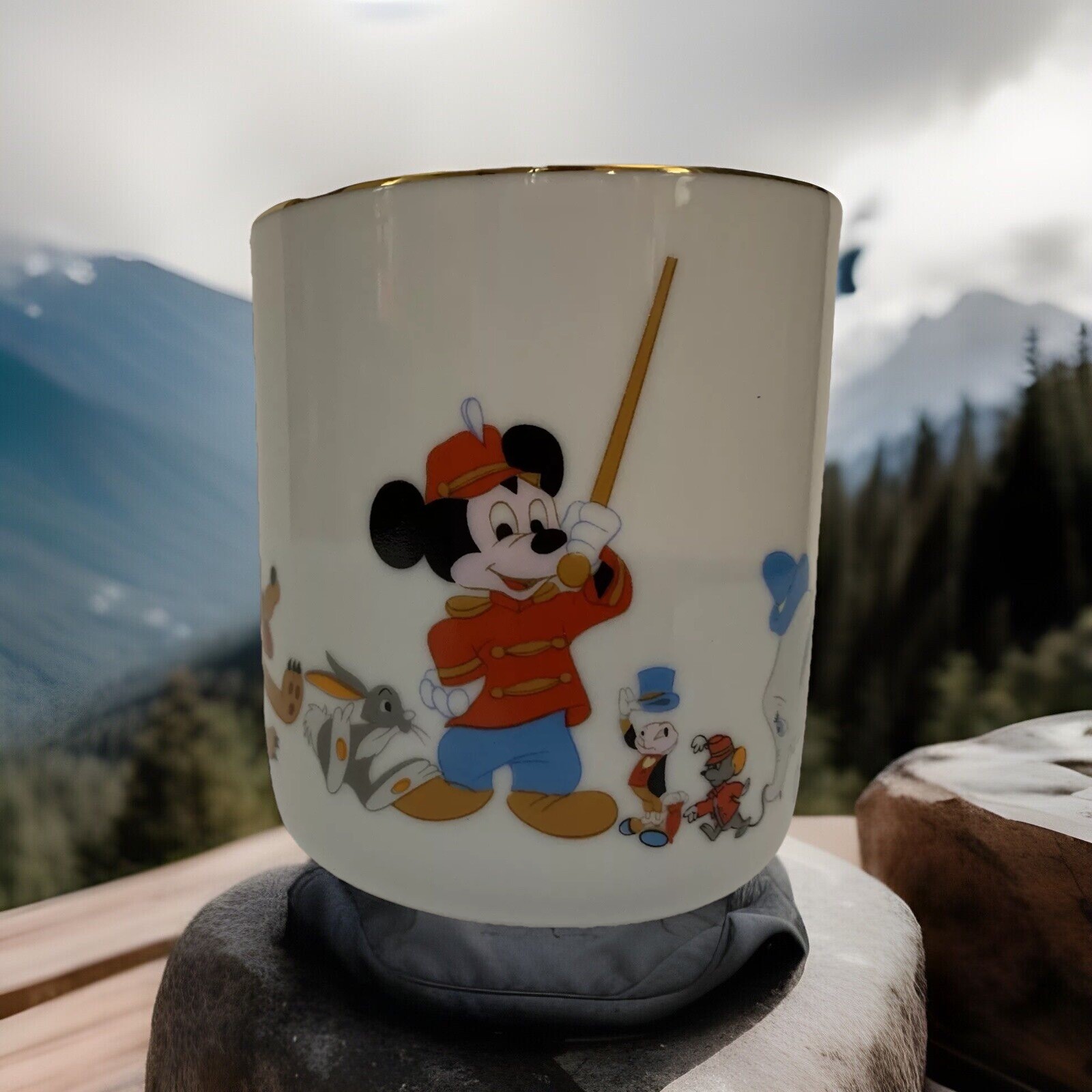 Disneyland Mickey Mouse Mug Cup Pinocchio Dumbo Goofy Donald Porcelain Japan