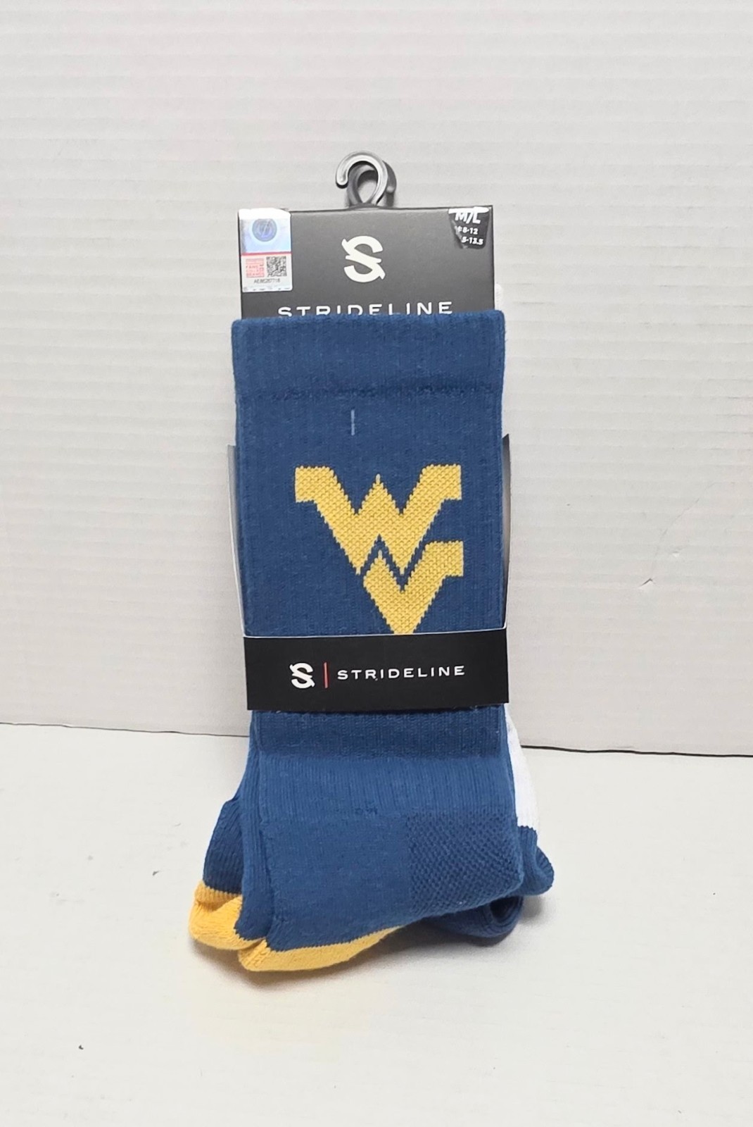 West Virginia Mountaineers WVU 2 Pairs Of Crew Socks Strideline M/L All Sports