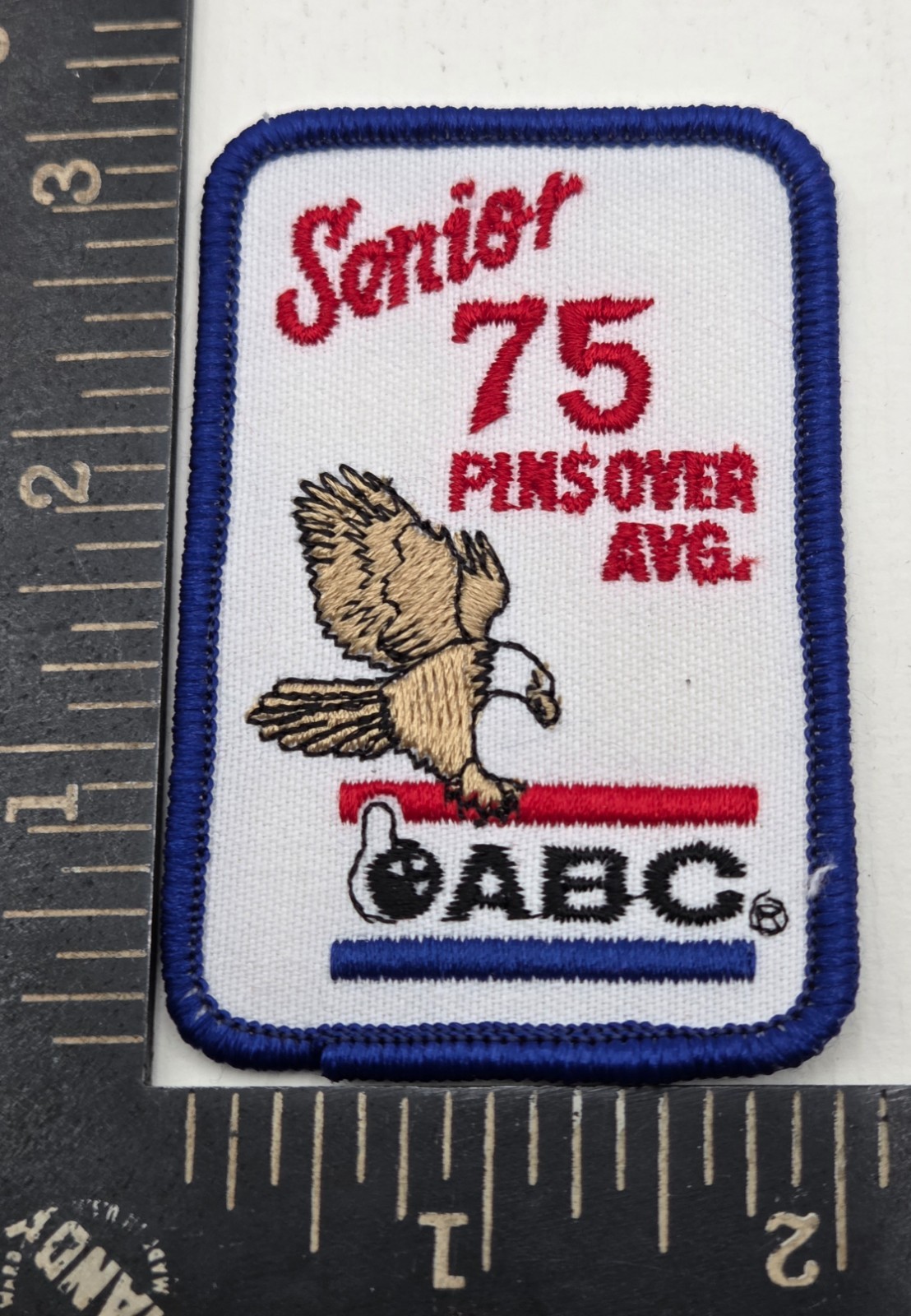 Vintage ABC Senior 75 Pins Over Avg Bowling Patch Sew On Award