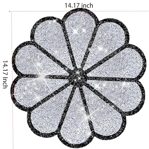 Washable Waterproof Diamond Circle Placemats for Round 1 PCS Silver Black