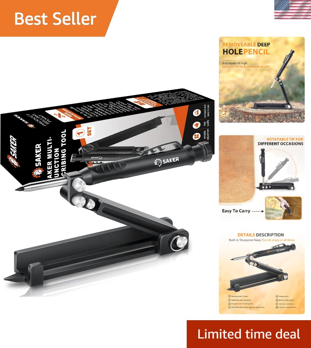 Multi-function Scribing Tool- Construction Pencil- Aluminum Alloy Scribe Tool...
