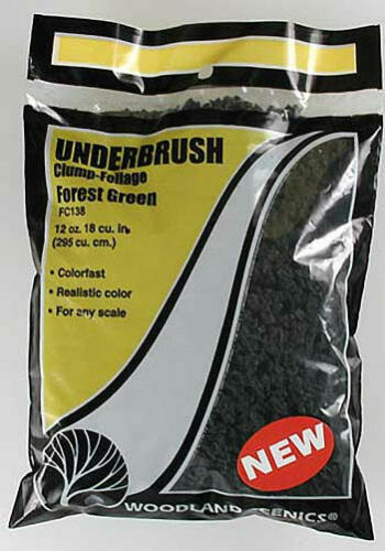Woodland Scenics ~ Underbrush Clump Foliage 12oz Bag ~ Forest Green ~ FC138