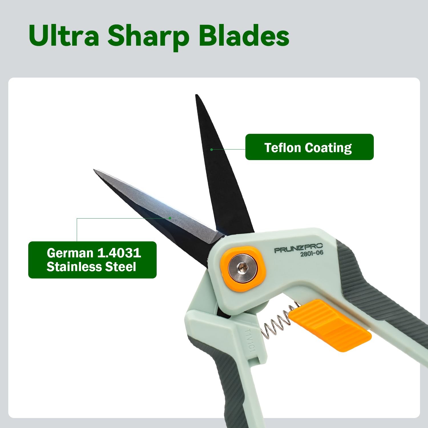 PrunePro Pruning Shears Gardening Scissors Set Professional Hand Pruner Green