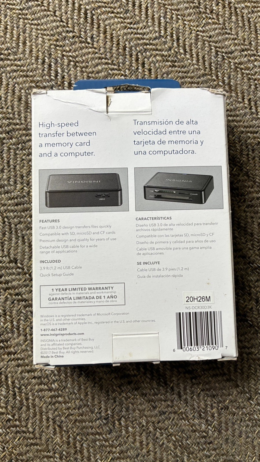 Insignia USB 3.0 Advanced Memory Card Reader SD microSD CF NS-DCR30D3K