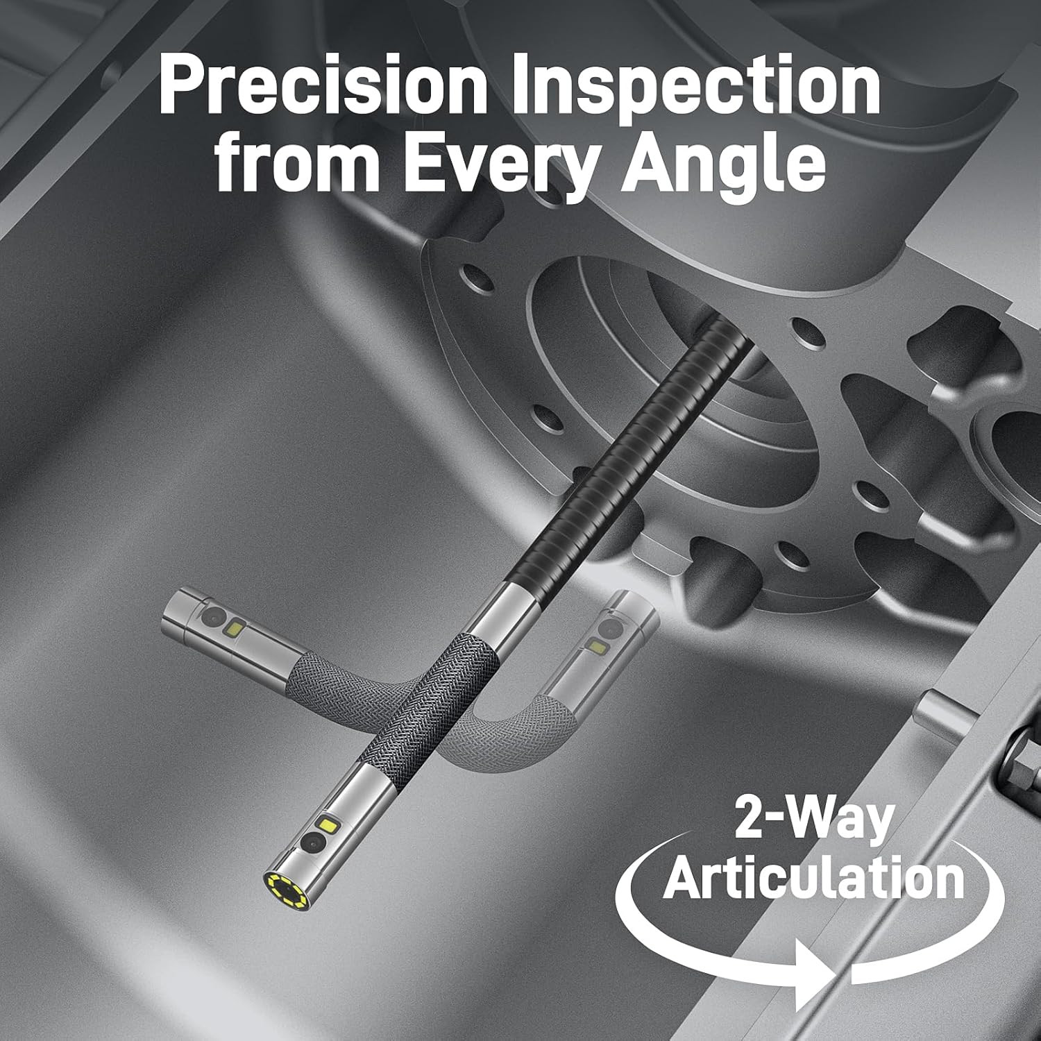 Articulating Borescope with Dual Lens Endoscope Camera, Teslong Two-Way Articula