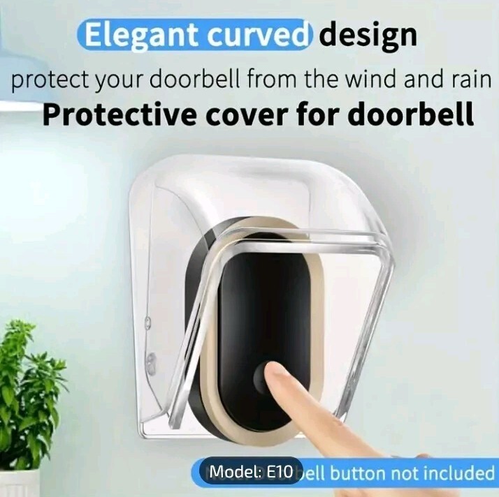 ⭐(New)E10 Rainproof Doorbell Button Cover With Screws & Double Sided Adhesive