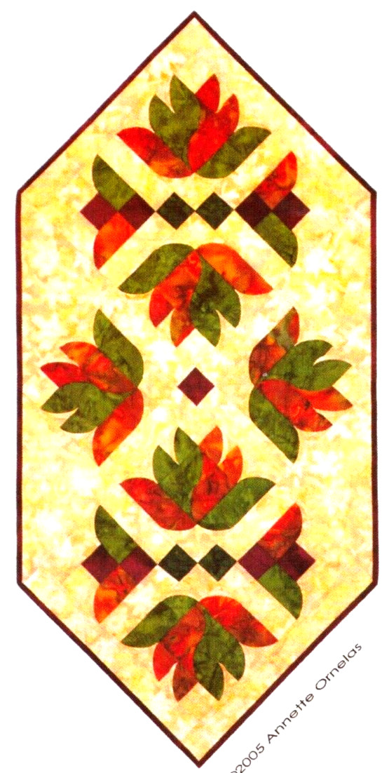 Falling Leaves Table Runner (SWD-408)  ~ 2005 ~ 19 x 42" ~Southwind Designs