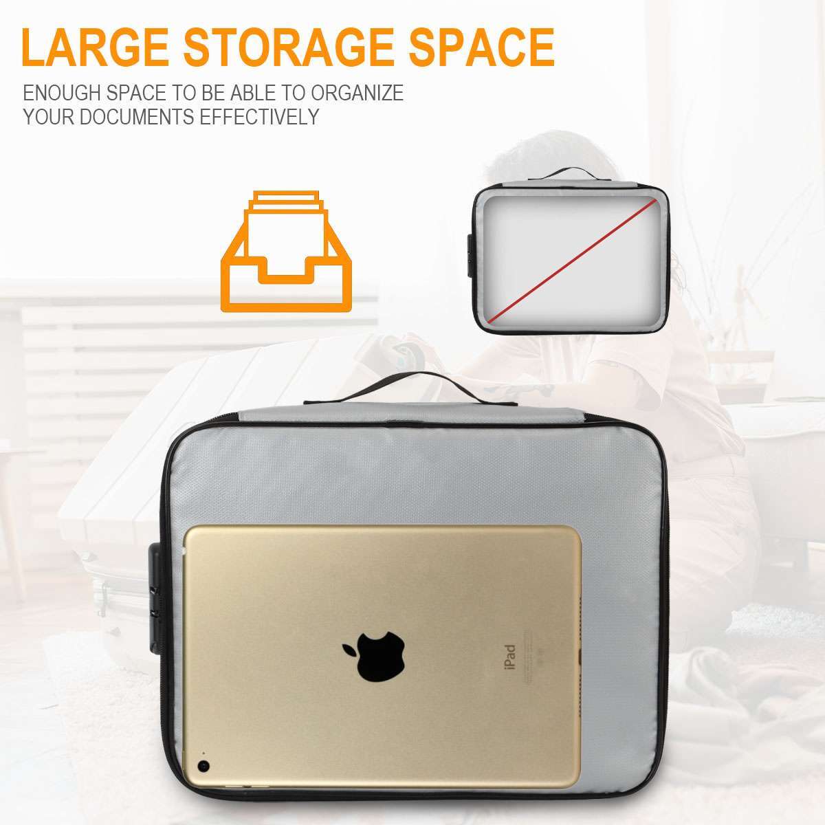 Fireproof Document Box 2000℉ Fireproof & Waterproof Document Bag with Lock Safe