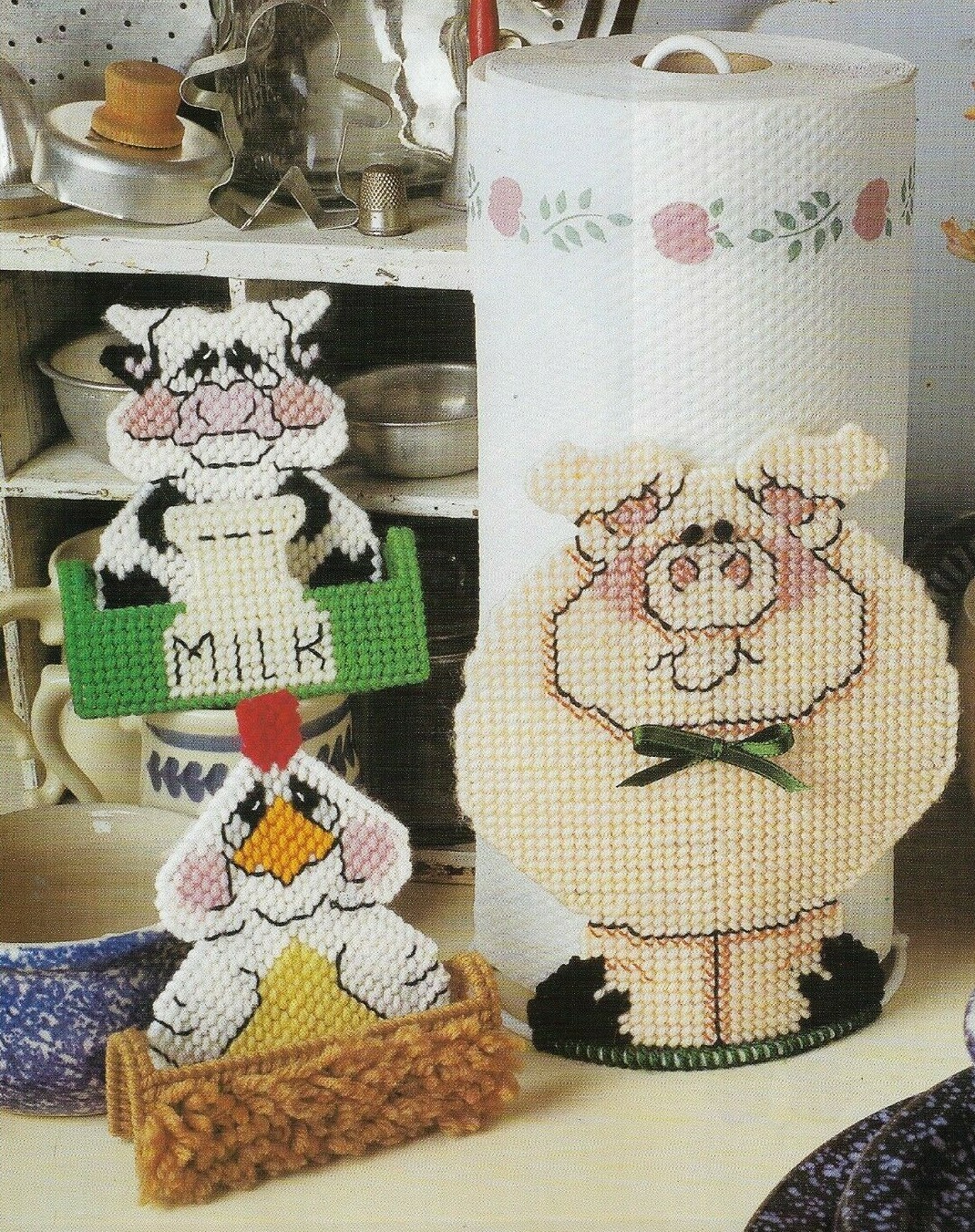 FARM FRIENDS COASTERS COW PIG HOME DECOR PLASTIC CANVAS PATTERN INSTRUCTIONS