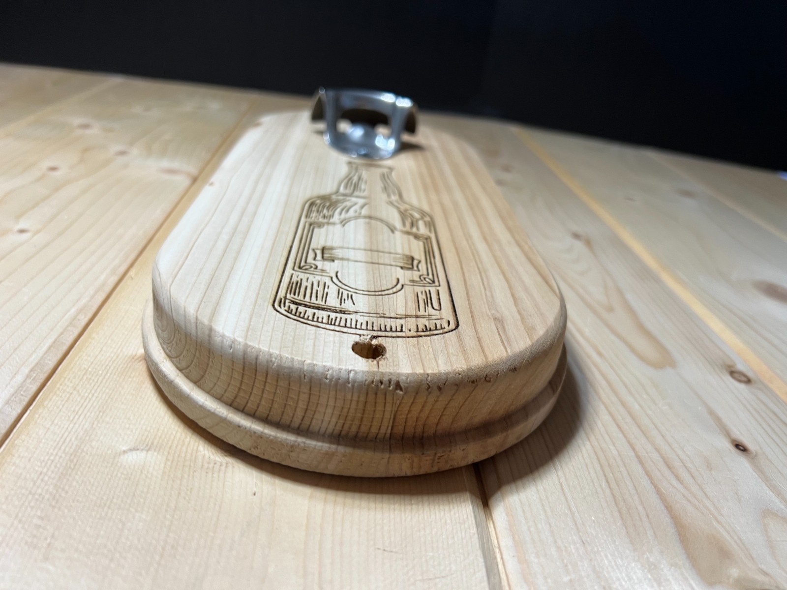 Cedar Wall Mounted Bottle Opener | Rustic Engraved Wood Bar Decor
