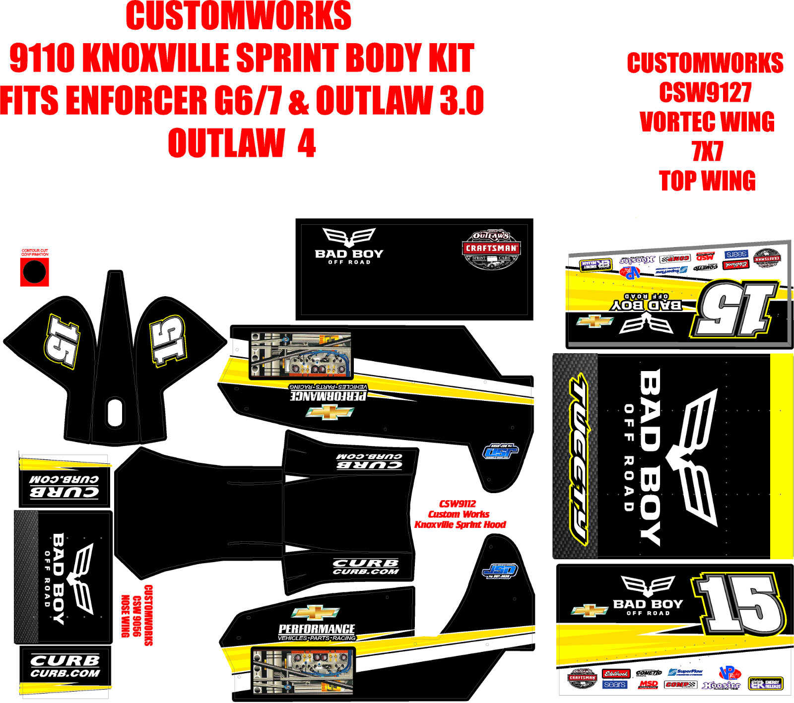 CUSTOMWORKS KNOXVILLE  SPRINT CAR 9110 DONNY SCHATS BAD BOY THEME WRAP KIT