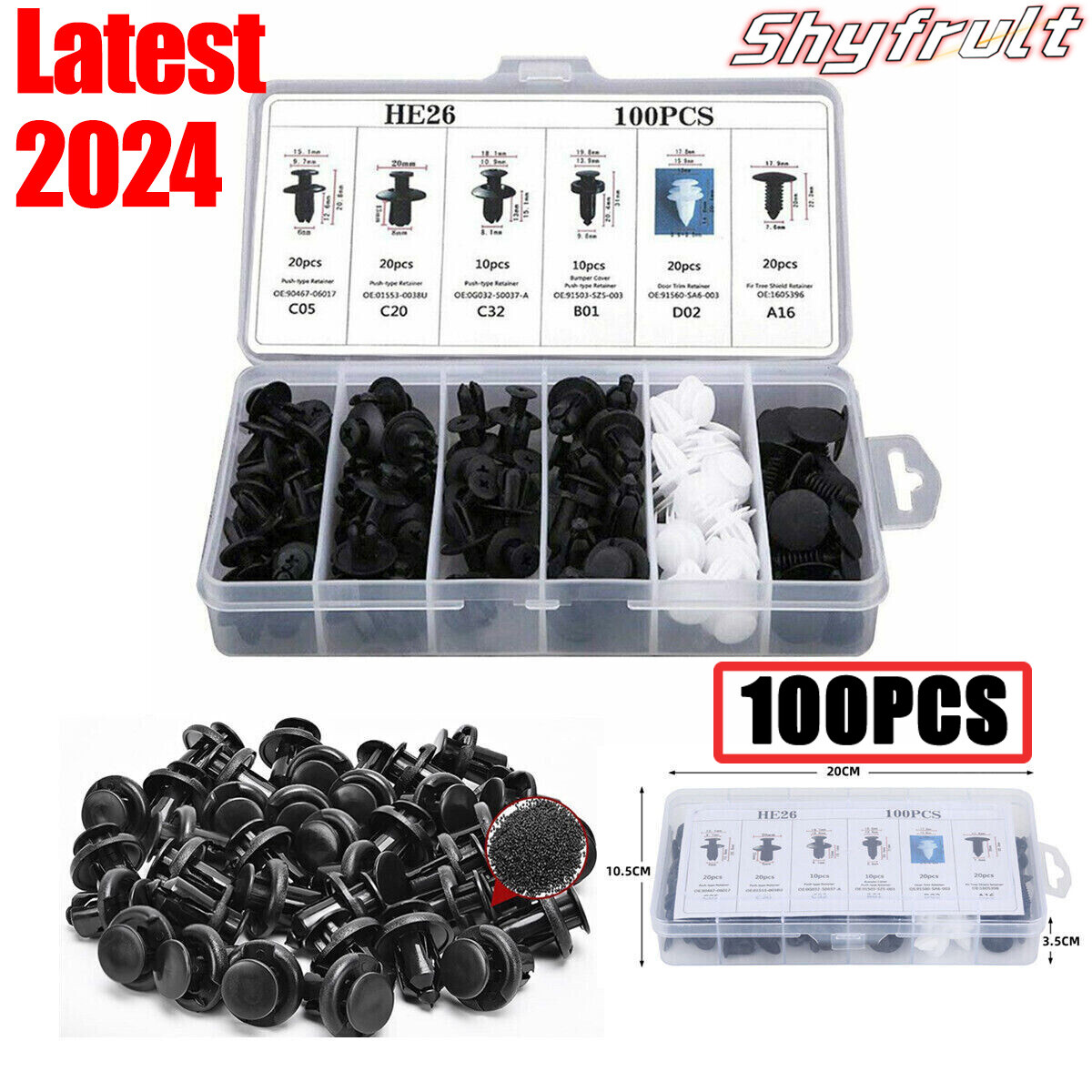 For-Nissan Fastener Box Set Bumper Fender Liner Push Type Retainer Clips -100xUS