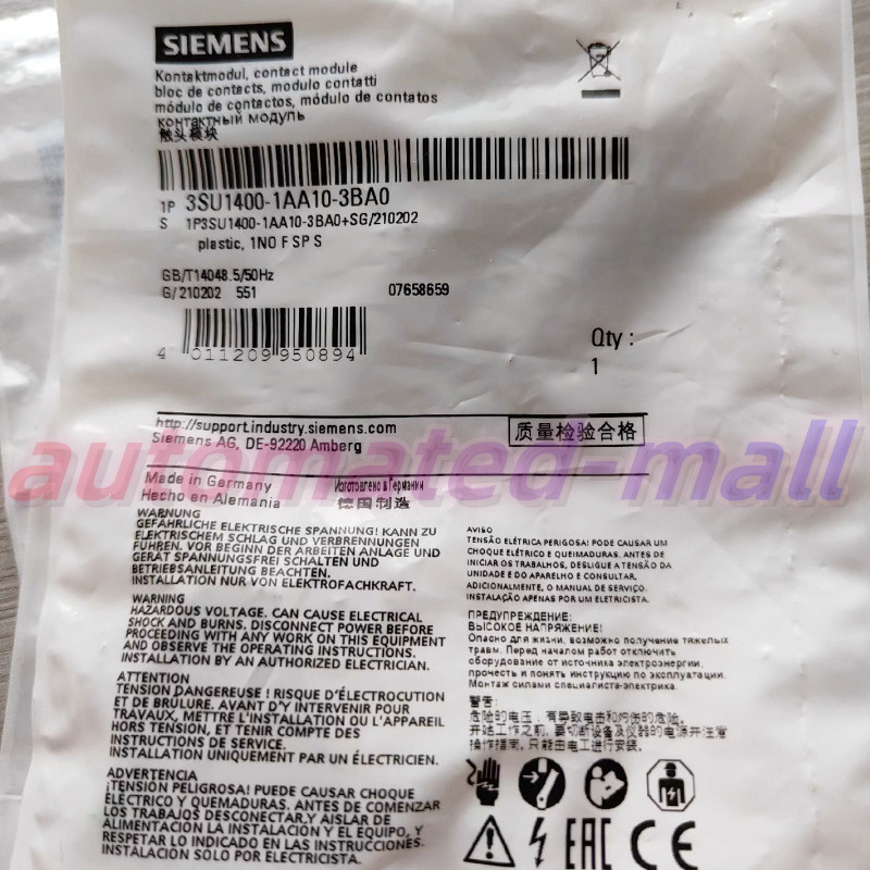 3SU1400-1AA10-3BA0 New SIEMENS Contact module   Fast delivery 3SU14001AA10