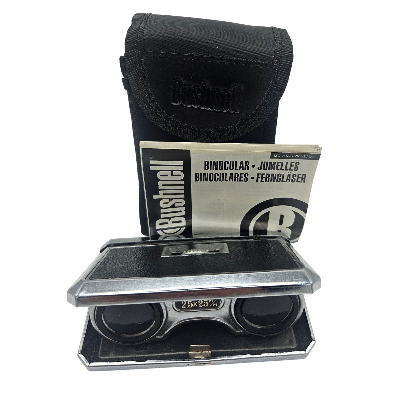 Vintage Eikow 2.5x25mm Folding Opera Glasses Made in Japan with Bushnell Case
