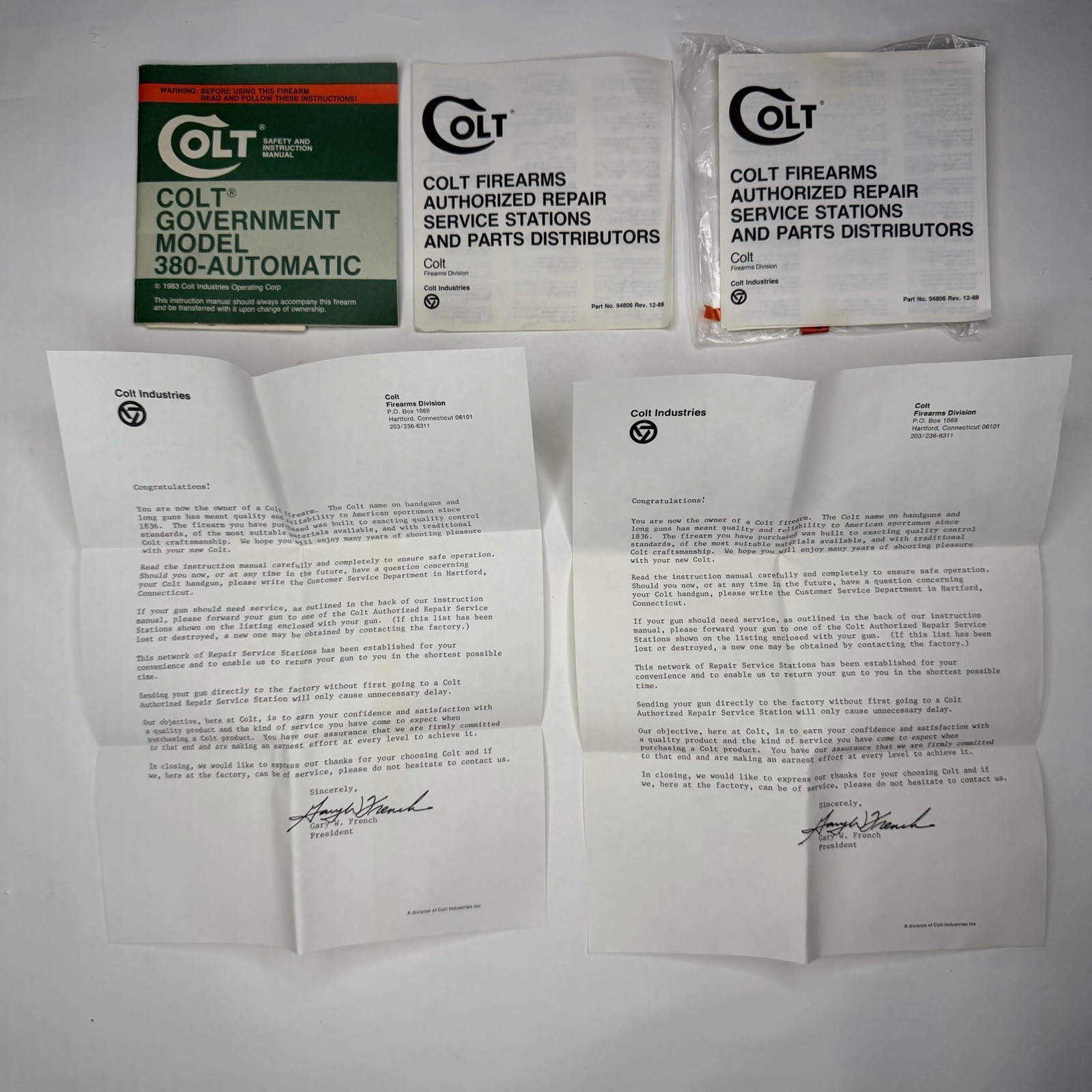 Colt Government Model 380 Automatic Original Box & Paperwork