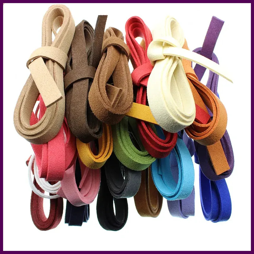 2M 10mm Width Flat Faux Suede Leather Cord Korean Velvet Leather Rope String