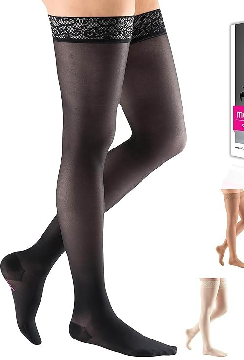 mediven Sheer & Soft Women 15-20 mmHg Closed Toe Thigh, Band, IV Standard, Ebony