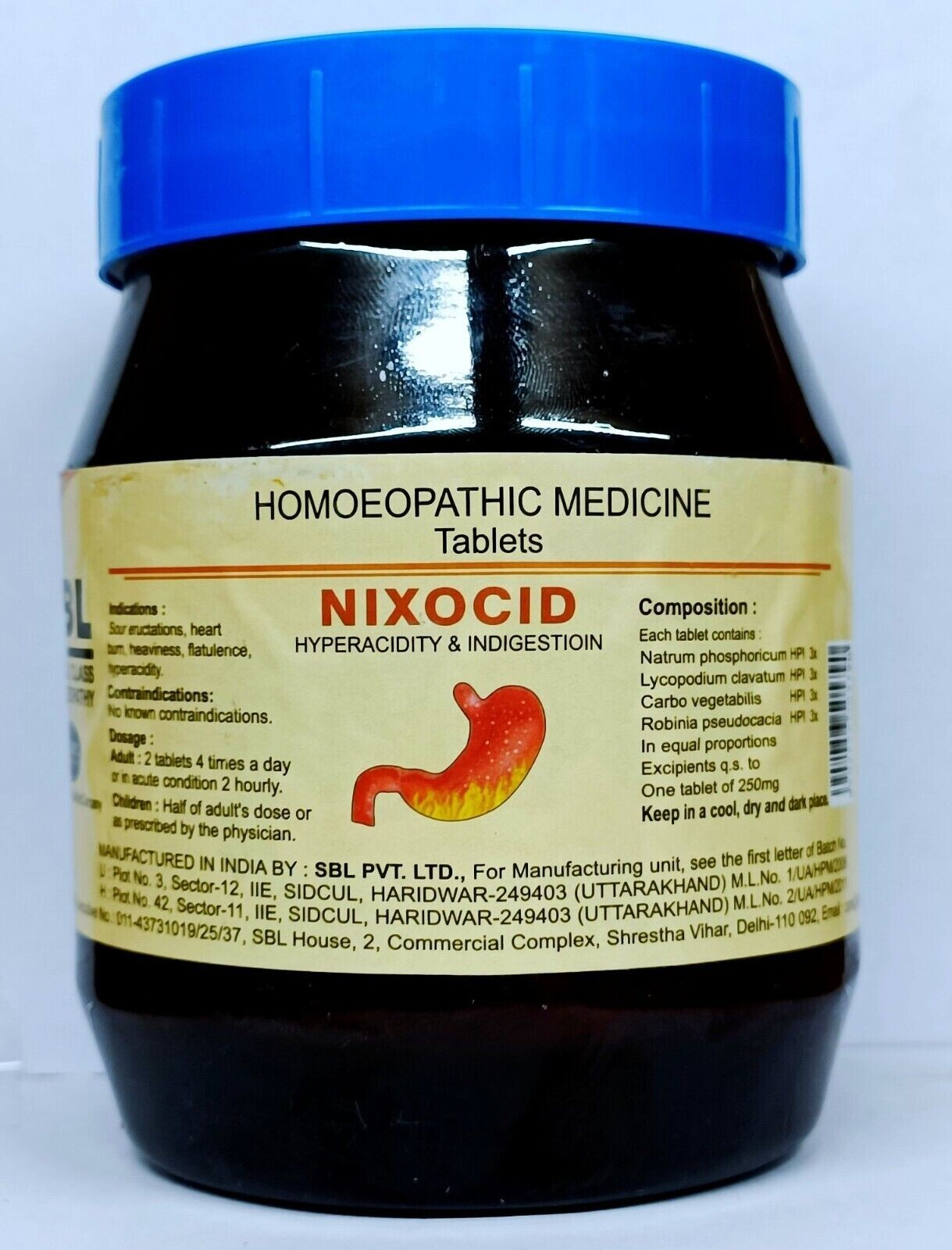 SBL Homeopathic Nixocid Tablet 450 gm Indigestion Hyperacidity 2026 FREE SHIP