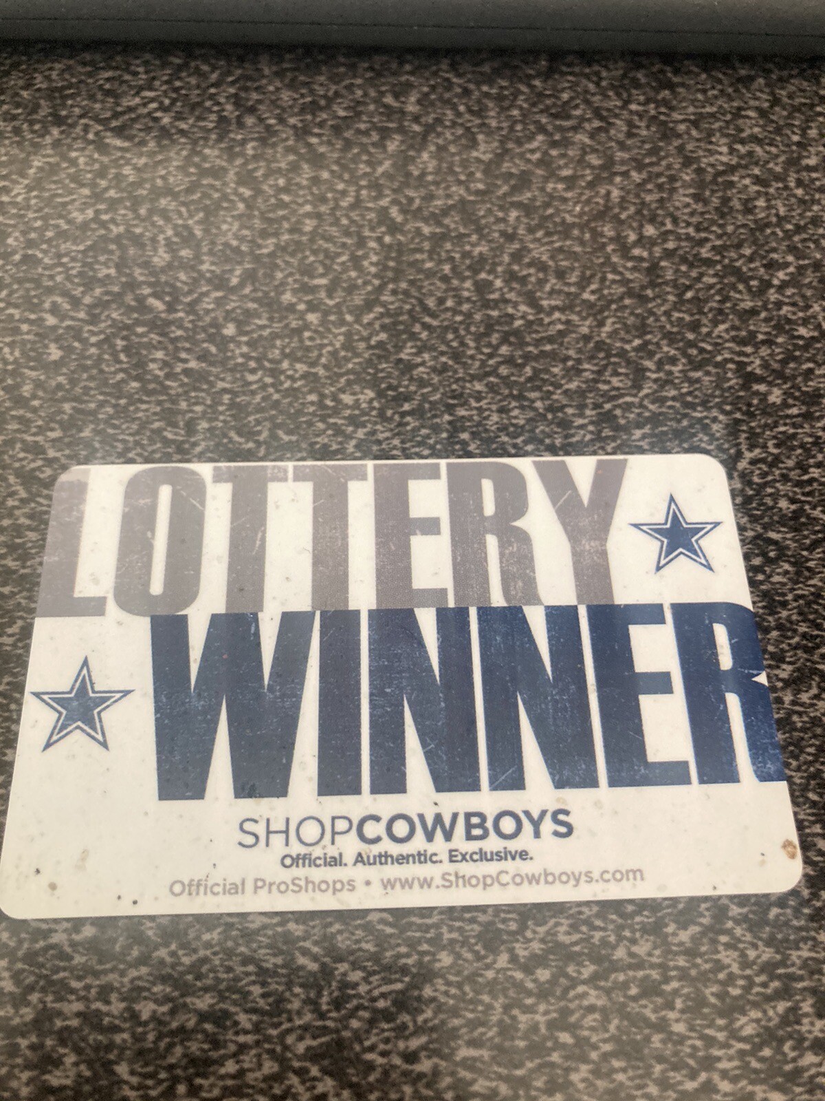 USED DALLAS COWBOYS LOTTERY WINNER 2ND CHANCE GIFT CARD VOIDED/NO CASH "RARE!"