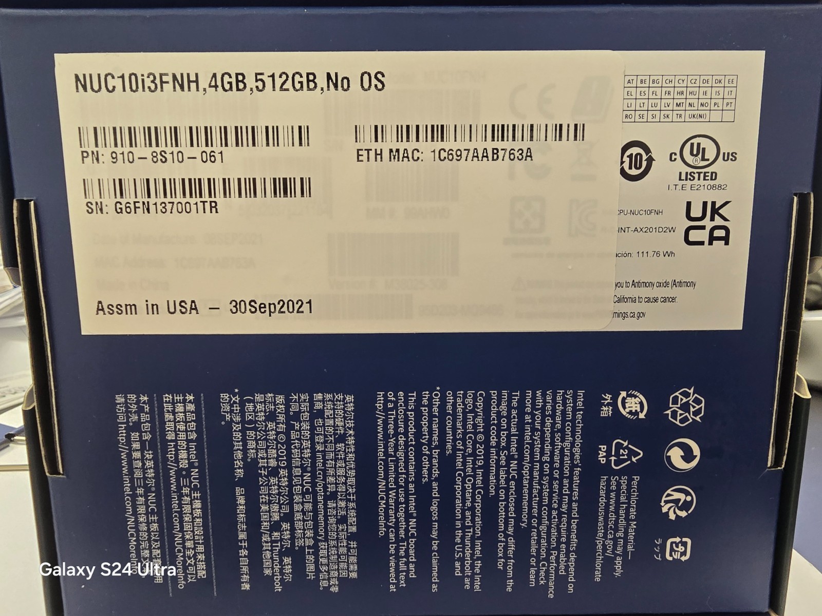 NUC CPU NUC10i3FNH