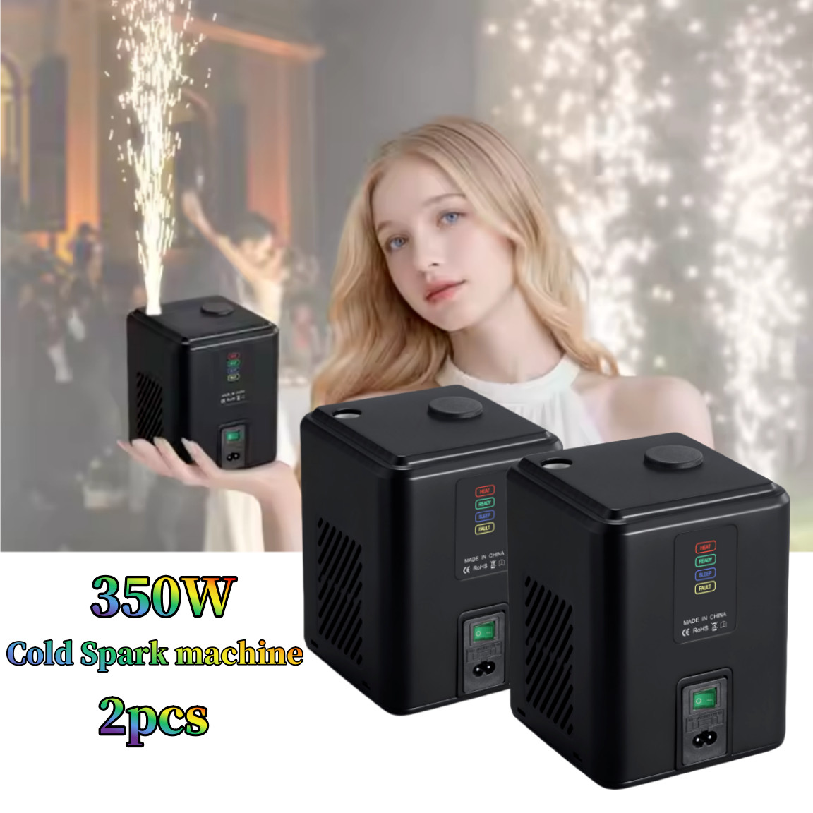 2pc Mini 350W Cold Fireworks stage effect remote Cold Spark Machine for party DJ