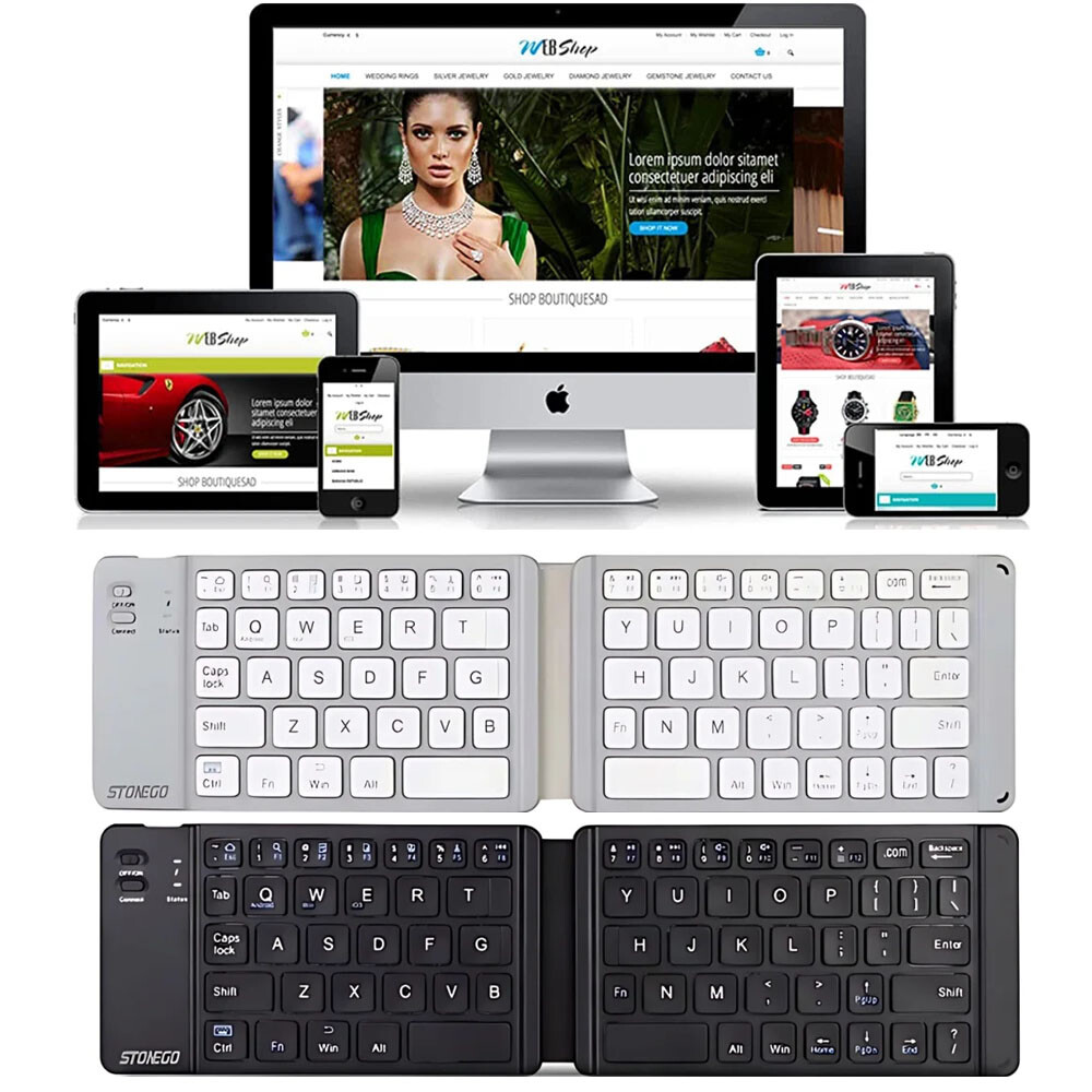Mini Compat Foldable Wireless Keyboard For PC/iPhone/Android Cellphone Recharge