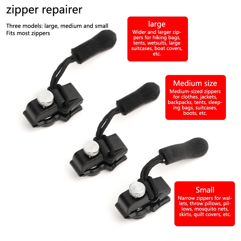 3PCS Universal Instant Zipper Repair Replacement Kit Durable Fix Zipper