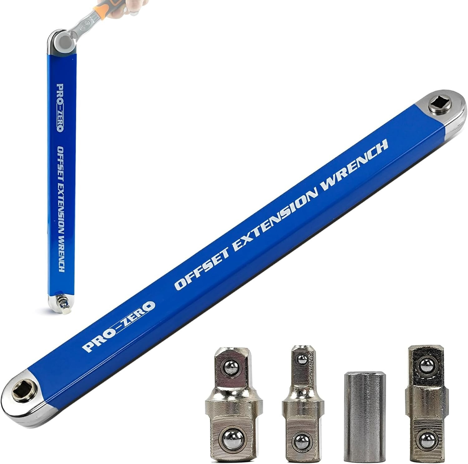 Impact Ready Offset Extension Wrench, Tight Reach Wrench Set, Blue