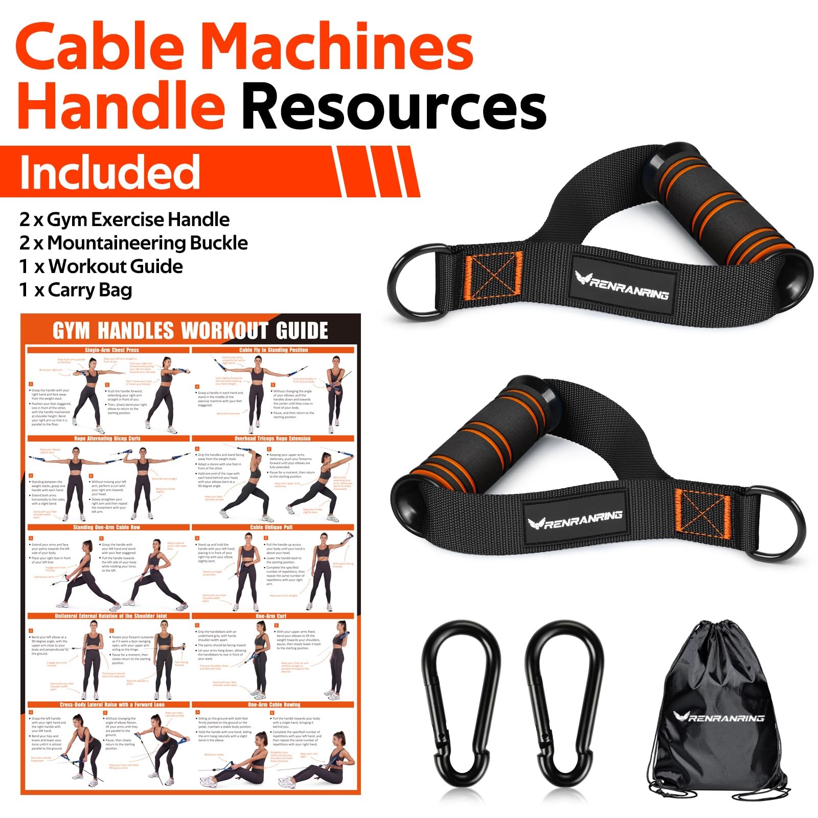 RENRANRING Gym Exercise Handles, Replacement Handle Attachments for Cable Machin
