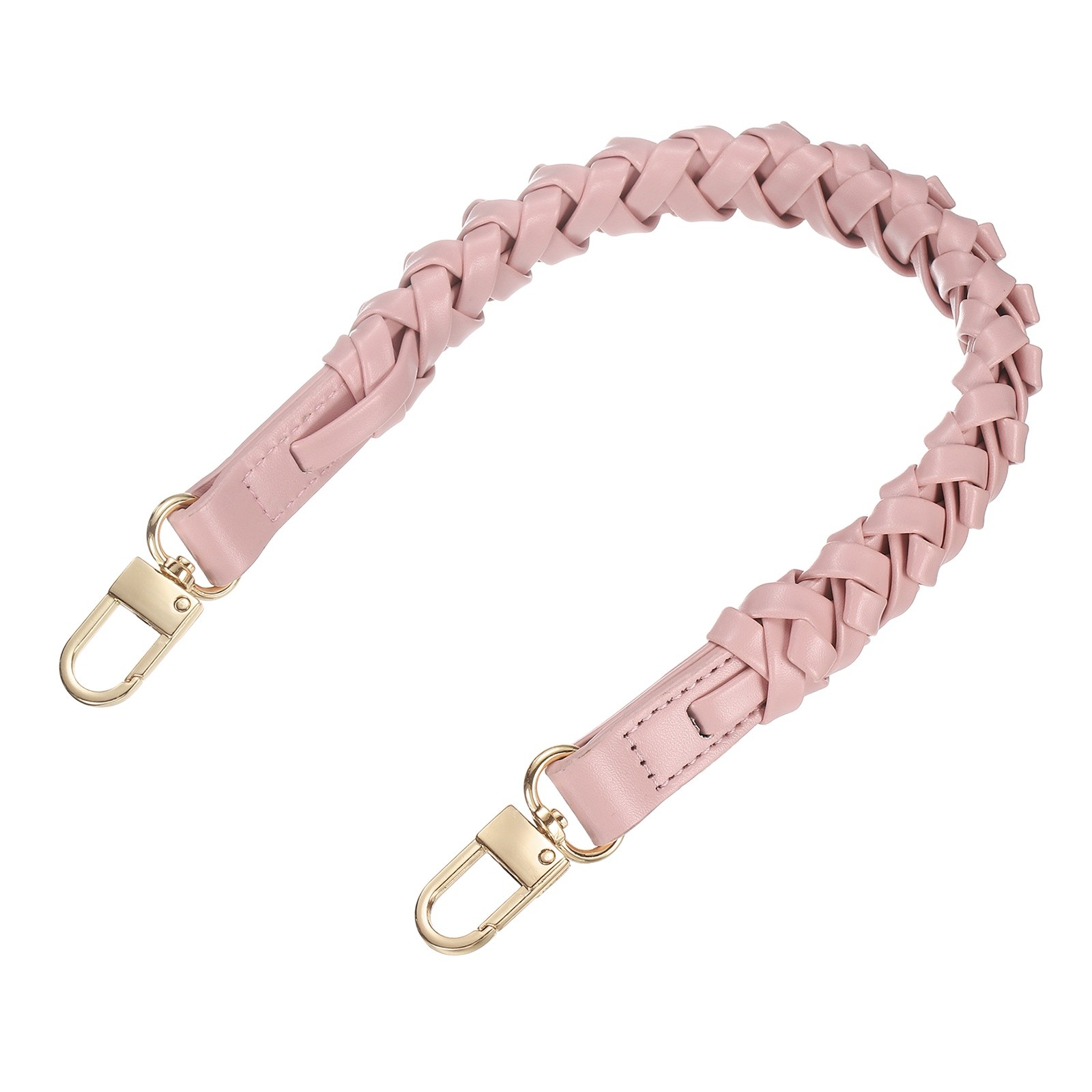 Braided Purse Strap, 1Pc 44.7cm/17.6" Pink PU Leather with Gold Buckles
