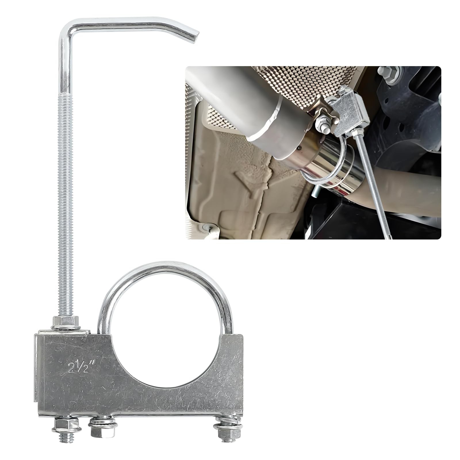 2.5 Inch Exhaust Clamp & Hanger, HeavyDuty Universal Muffler Support for
