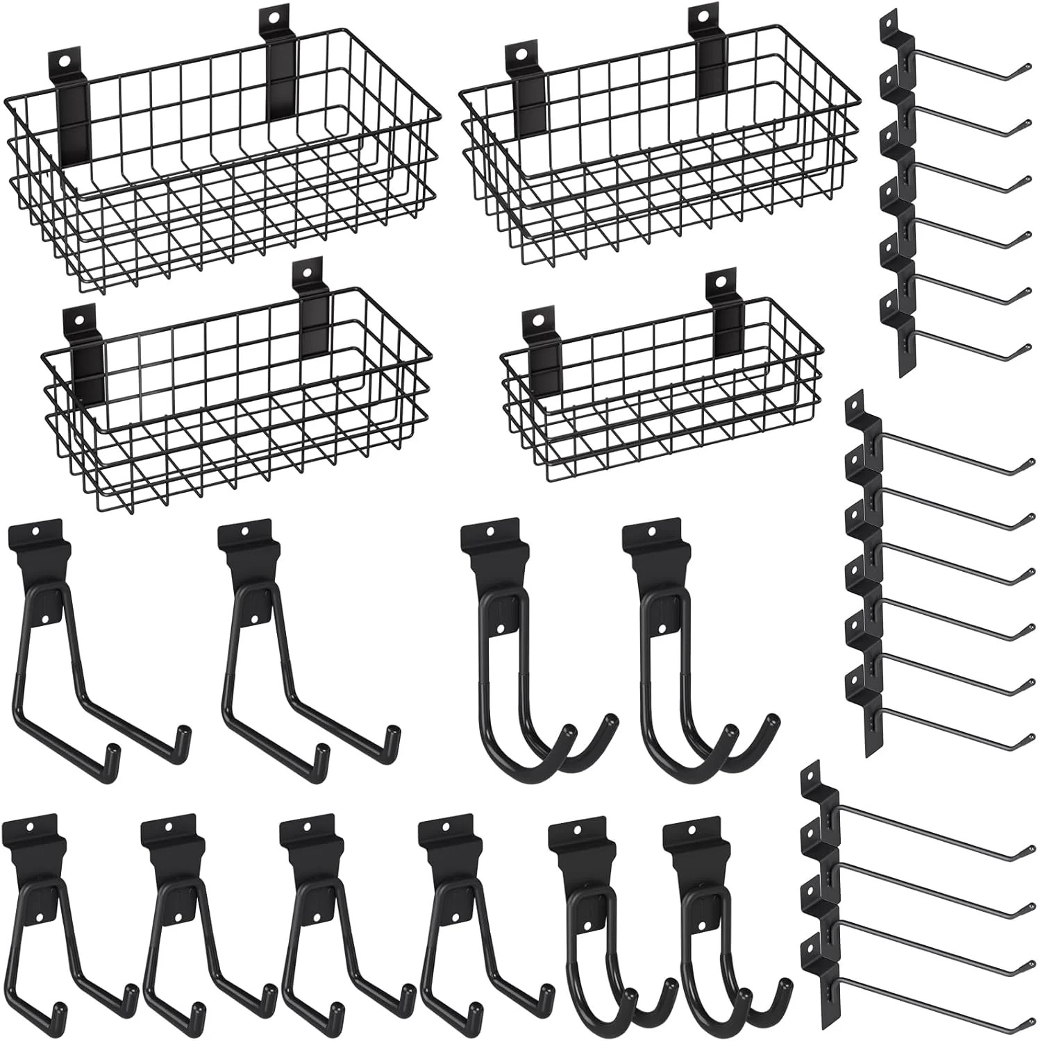 INCLY 30PCS Slatwall Accessories Set with 4 Baskets & Multisized Hooks | 4 Pack