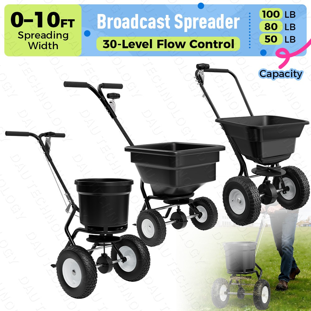 100/80/50LB Walk-Behind Broadcast Fertilizer Spreader Garden Seeder Spreader New