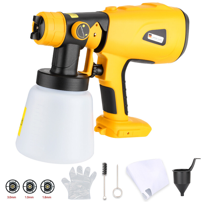 1000ML Electric Spray Gun for Dewalt 20V Li-ion Battery Cordless Paint Sprayer