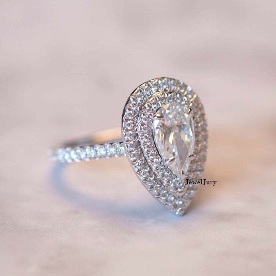 Lab-Created 2.70 Ct Pear Cut White Diamond Engagement Ring 925 Sterling Silver