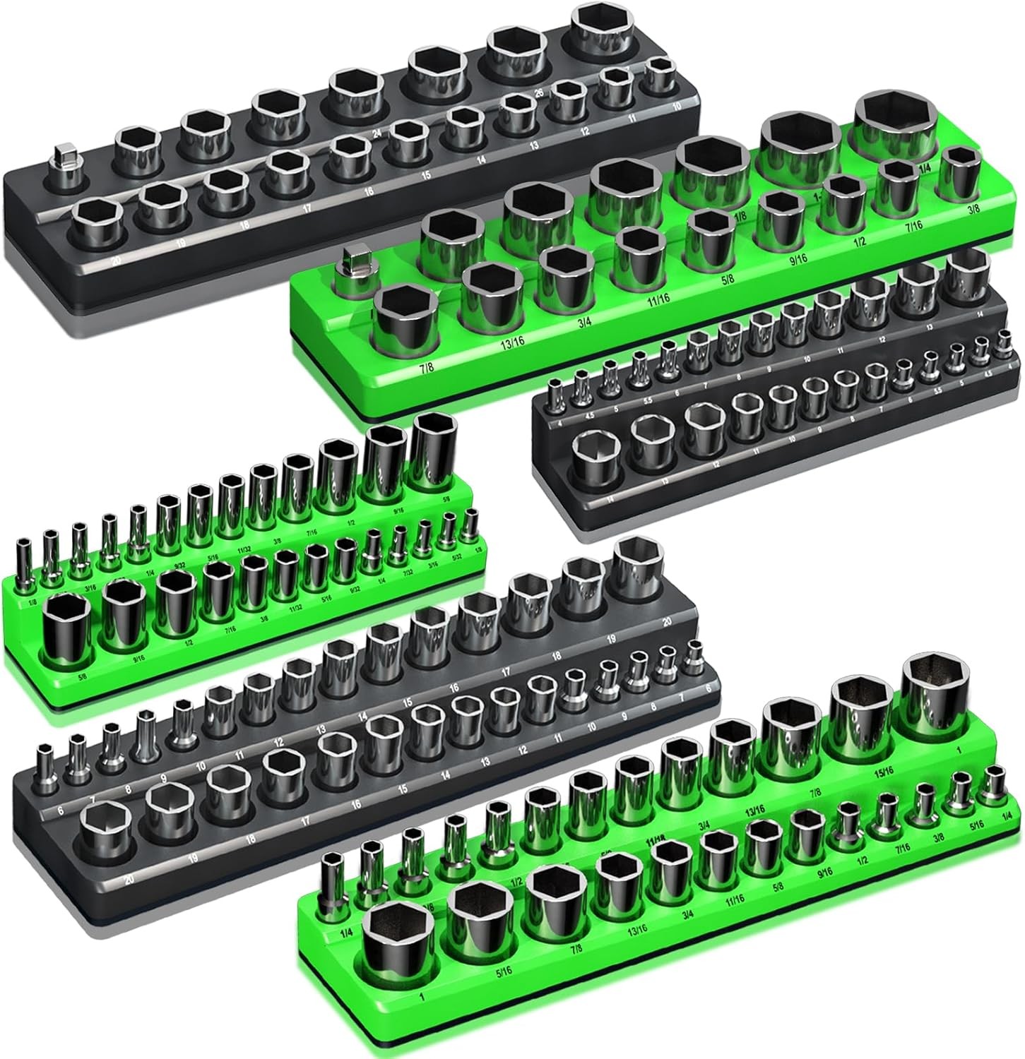 Magnetic Socket Organizer Holder Set for Tool Box Drawer, Toolbox Organization I