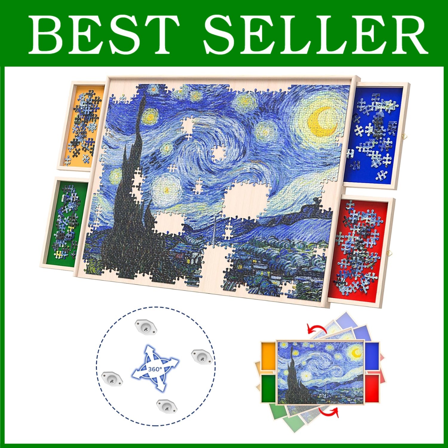 360-Degree Rotatable Puzzle Board for Adults