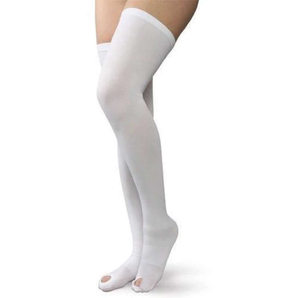 Advanced Ortho Anti-Embolism Thigh High, Open Toe, 18mmHg (Size: XL) White