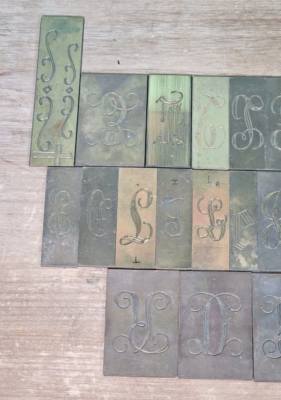 Double Line/Script Engraving Font Set Letters - Brass - Imcomplete Lot