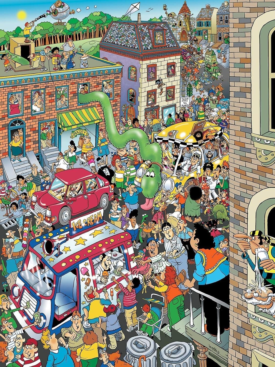 1000 Pieces Jigsaw Puzzles Traffic Jam Cars Vans Taxi Street Party Fiesta