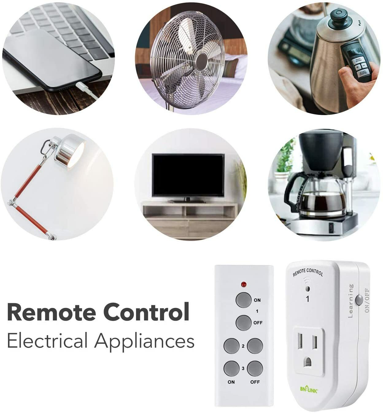 BN-LINK Wireless Remote Control Electrical Outlet Switch For Appliance LongRange