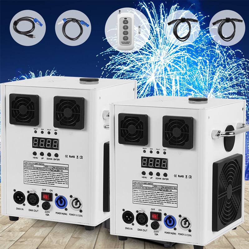 2X 700W Cold Spark Machine Firework Stage Effect DMX Wedding with Flight Case US