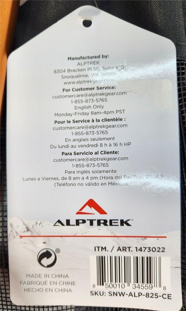 ALPTREK 825 Snowshoe Kit Sawtooth Angular Frame Large 8" x 25" 200 lbs