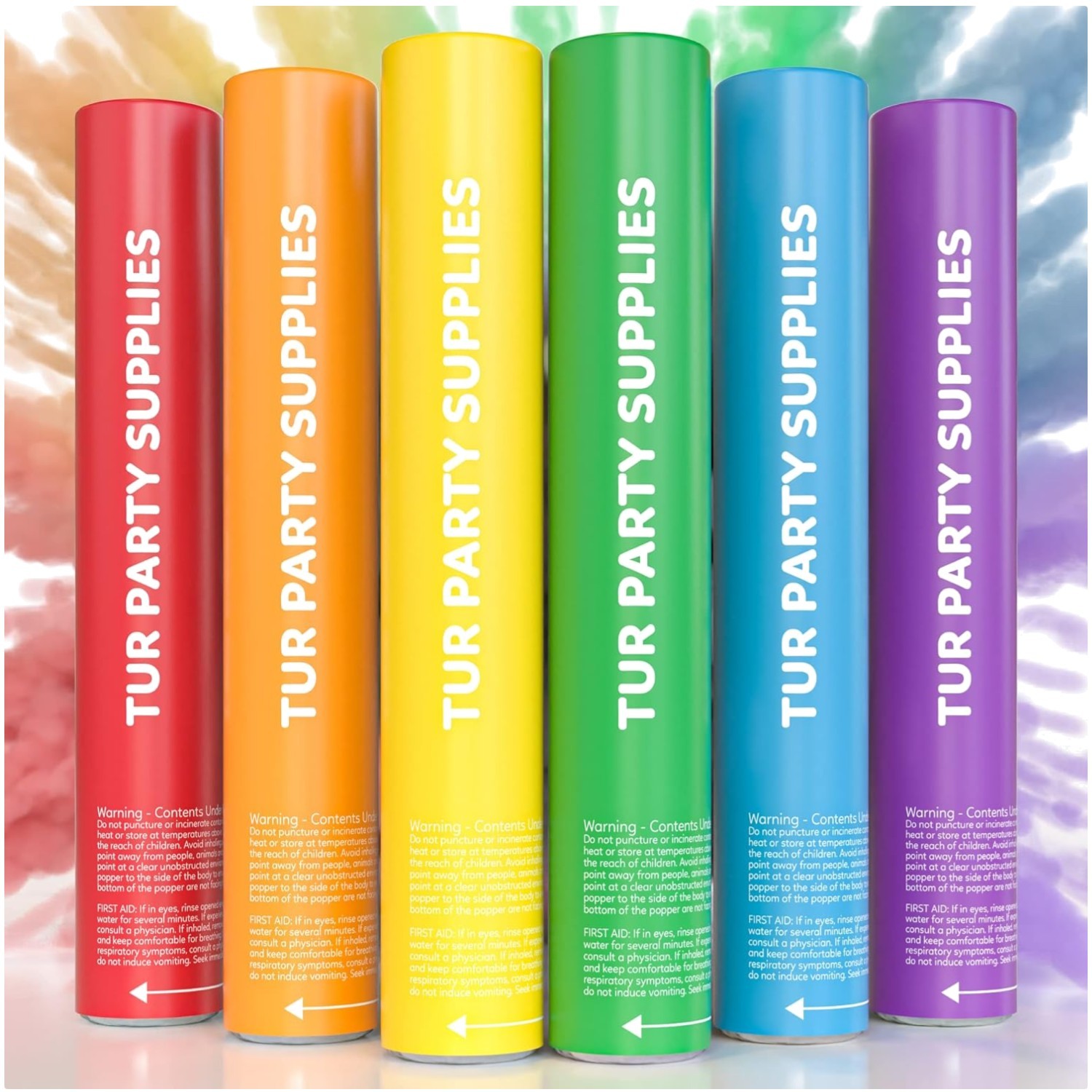 Colorful Biodegradable Powder Cannons 6 Pack