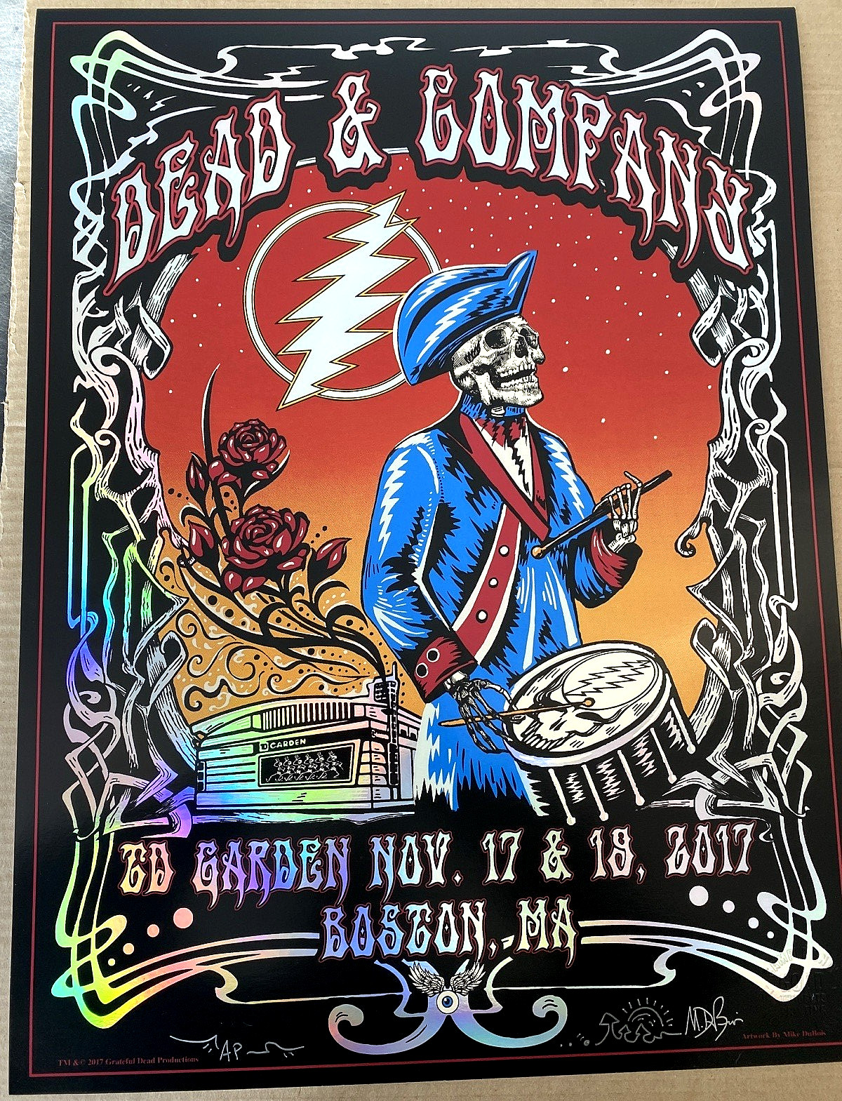AUTHENTIC DEAD & AND COMPANY Boston MA 2017 FOIL AP AE POSTER SIGNED DOODLED!